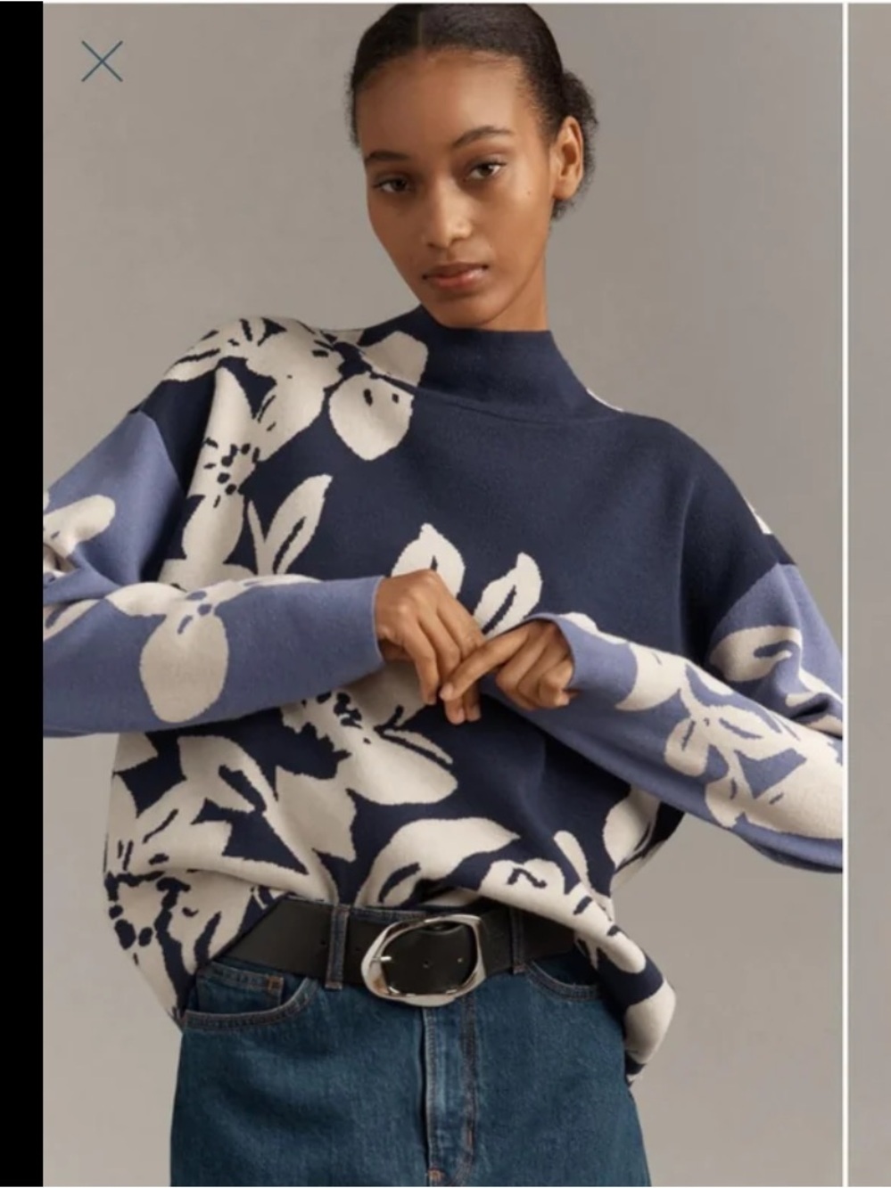 Maeve Anthropologie Carys Mock Neck Sweater in Colorblack Purple Floral XXSP $98
